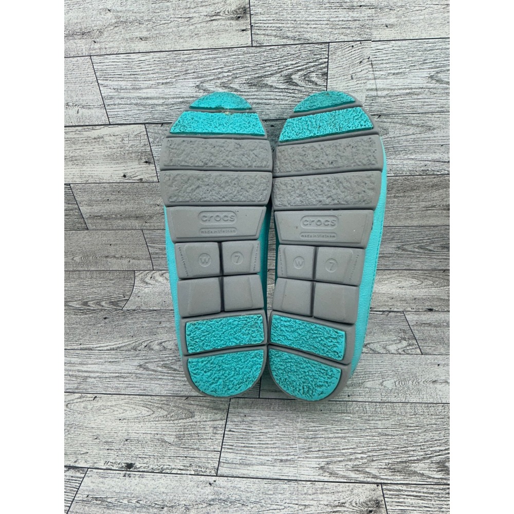 Crocs Women's Teal Canvas Ballet Flats Comfort Slip On Shoes Size 7 - Picture 9 of 10